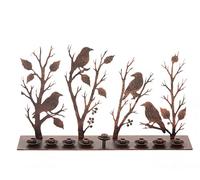 Menorah Hanoukka en métal bronze - Silhouette d'oiseaux dans l'arbre - 30,5 cm (L) x 7,6 cm (l) x 19,1 cm (H) - Convient aux bougies standard Hanoukka
