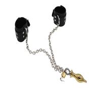 Menottes BDSM Avec Plug Anal En Métal Cuir Verrouillage Stimulateur De Point G La Prostate Masturbateur D'orgasme Jouet Sexuel(Gold)