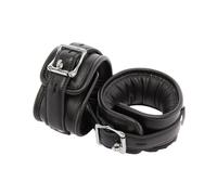 Menottes chevilles noires en cuir véritable avec rembourrage