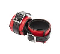 Menottes chevilles rouges et noires en cuir véritable