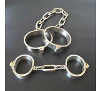 Menottes/Colliers/Menottes aux chevilles BDSM bondage sex toys, Ensemble de bondage en acier inoxydable, Jouets sexuels pour adultes (Collier+Menottes, femmes)