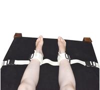 Menottes de lit cliniques verrouillables double pied - coton doux, fermeture à clic, verrouillable, set de bondage BDSM pour le confort et la sécurité (lit max 100 cm)