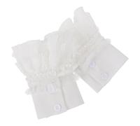 Menottes Détachables Femme 1 Paire en Chiffon Blanc, Style Élégant | Liseré Dentelle, Texture Extensible et Résistante, Port Confortable, Accessoire Mode pour Lady et Femmes