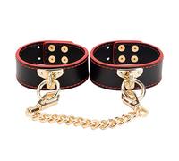 Menottes en Cuir pour Jeux de Chambre avec Chaîne Dorée Menottes de Cheville Sexy Réglable Accessoires pour Couples Jeux de Rôle Jeux de Chambre B-D-S-M Adulte