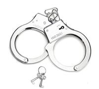 Menottes en Métal avec Clés, Accessoire Cosplay Menotté, Menottes Professionnelles, Véritable menottes professionnelles en acier trempé argenté, Accessoire Menotté Pretend Jouer Props