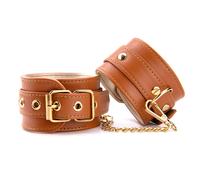 Menottes Poignets Simili Cuir Chic Détails Dorés Chaîne 10 Cm Réglables