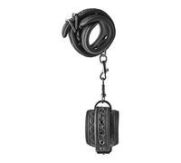 Menottes Poignets Simili Cuir Matelassé Noir Néoprène Réglables Mousquetons