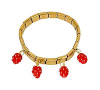 Menottes tendance réglables en acier inoxydable avec accents de fraises et de cerises - Convient pour les sorties décontractées - Bracelet pour femme, taille unique, Comme décrit