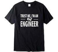 Men's 100% Cotton Men Trust Me, I Am an Engineers O-Neck Tops Cool Tees Funny Streetwear Men T-Shirts Black L