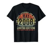 Mens 18th Birthday Legends May 2008 Vintage 18 Years Old T-Shirt