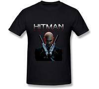 Men's 2015 Hitman Agent 47 Film T Shirts Fashion Retro Clothing Round Neck Tops Tees Black S