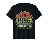 Mens 30th Birthday Legends March 1996 Vintage 30 Years Old T-Shirt