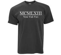 Mens 60th Birthday T Shirt MCMLXIII Veni Vidi Vici (1963) Sixtieth Gift Idea Tee Grey XL