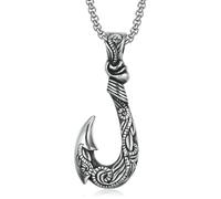 Mens Acier Inoxydable Grand Hameçon Hawaïen 3D Pendentif Colliers Bijoux De Mode Chaîne Accessoires