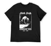 Men's ADU Black Death European Tour Plague Rat Medieval History T-Shirts Black M