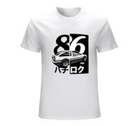 Men's Ae86 Initial D Homme Men Print Drift Fashion Cool Japanese Anime Short Sleeve Summer Cotton Casual Tops T-Shirts White XL