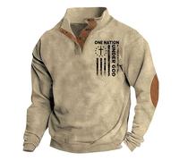 Men's American Flag Graphic Sweatshirts Western Aztec Print Vintage Top Henley Button Patchwork Pullover Sweaters