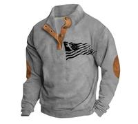 Men's American Flag Graphic Sweatshirts Western Aztec Print Vintage Top Henley Button Patchwork Pullover Sweaters