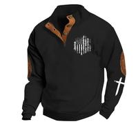 Men's American Flag Graphic Sweatshirts Western Aztec Print Vintage Top Henley Button Patchwork Pullover Sweaters