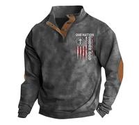 Men's American Flag Graphic Sweatshirts Western Aztec Print Vintage Top Henley Button Patchwork Pullover Sweaters
