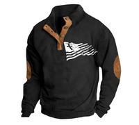 Men's American Flag Graphic Sweatshirts Western Aztec Print Vintage Top Henley Button Patchwork Pullover Sweaters
