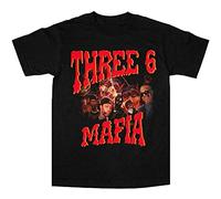 Men's American Thrift Three Six Mafia T-Shirt Vintage Gift for Men Funny Tee Black XXL
