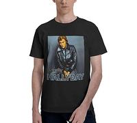 Men's Anime Johnny and Hallyday Poster Humor Graphic Men's Basic Short Sleeve T-Shirt Men Set R337 Cute Tops Tees Black XL