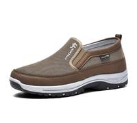 Men's Arch Support Slip-on Canvas Loafers,Outdoor Casual Non Slip Orthopedic Sneakers, Outdoor Hiking Shoes (Brown,40)
