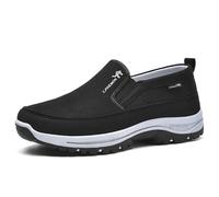 Men's Arch Support Slip-on Canvas Loafers,Outdoor Casual Non Slip Orthopedic Sneakers, Outdoor Hiking Shoes (Black,46)