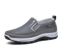 Men's Arch Support Slip-on Canvas Loafers,Outdoor Casual Non Slip Orthopedic Sneakers, Outdoor Hiking Shoes (Gray,43)