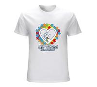 Men's Autism Awareness Heart Hand Puzzle Autism Mom Dad Wear Blue Shirts T-Shirts White XL