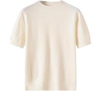 Men's Basic Crew Neck Shirt Summer Casual Solid Color Lightweight Breathable T-Shirt(Ivory,M)