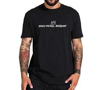 Men's Basquiat T Shirt King Crown Art Graffiti Pattern Letter Printed Tees EU Size Black White Short Sleeve Cotton Casual T Shirt Black S