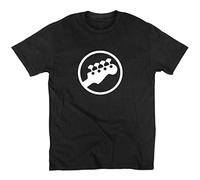 Men's Bass Headstock Guitar Symbol Guitarist Player Musicians Logo Music Rock Funny O Neck Short Sleeved T Shirt T-Shirts Black L