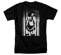 Men's Bettie Page T-Shirt American Flag Retro Pin Up Cotton Graphic Tee S Black XL