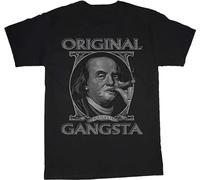 Men's Big and Tall Benjamin Franklin Gangster Tee Shirt Tall Shirts Black T-Shirts Black M