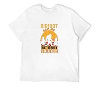 Men's Bigfoot Saw Me Sasquatch Believer T-Shirts White XL