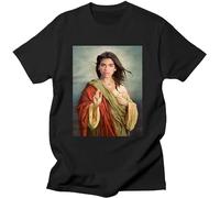 Men's Black Casual Cotton Dua Lipa Jesus Logo Short Fashion T-Shirt Tee Size L