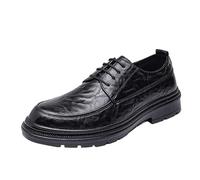 Men's Black Leather Lace-Up Oxford Shoes Thick Sole Comfortable Slip-Resistant Business Casual Dress Shoes(41 EU)