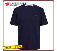 Men's blue cotton round neck short sleeve t-shirt plus size. Big and tall.