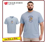 Men's blue cotton round neck short sleeve t-shirt plus size. Big and tall.