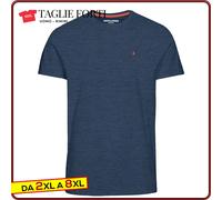 Men's blue cotton round neck short sleeve t-shirt plus size. Big and tall.