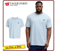 Men's blue cotton round neck short sleeve t-shirt plus size. Big and tall.