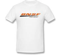 Men's BNSF Railway Logo Round Neck t-Shirt Classic Casual Short Sleeve Tee Workout Sports White Manches Courtes(3X-Large)