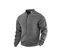 Mens Bomber Jacket Fleece Lined Full Zip Casual Outerwear for Fall Layering (Gray,TG)