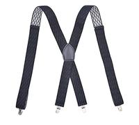 Men's Braces with 4 Hook-Clips for Trousers, Vintage Suspenders Braces for Men Heavy Duty Adjustable Elastic X Shape (A)