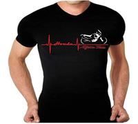 Men's Brand Men Fashion Maglia per Moto Africa Twin Battito Cuore Print Tees Short Sleeve O Neck T-Shirts Black M