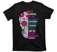 Men's Breast Cancer Warrior I Am The Storm Quote Black Men Unisex Tee Shirt T-Shirts Black S