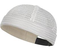 Men's Breathable Brimless Docker Hat, Lightweight Mesh Skull Cap for Summer, Adjustable Breathable Cooling Cap (Beige)