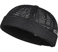 Men's Breathable Brimless Docker Hat, Lightweight Mesh Skull Cap for Summer, Adjustable Breathable Cooling Cap (Black)